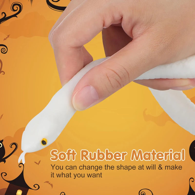 Realistic White Rubber Snake Halloween Prank Prop Party Decoration