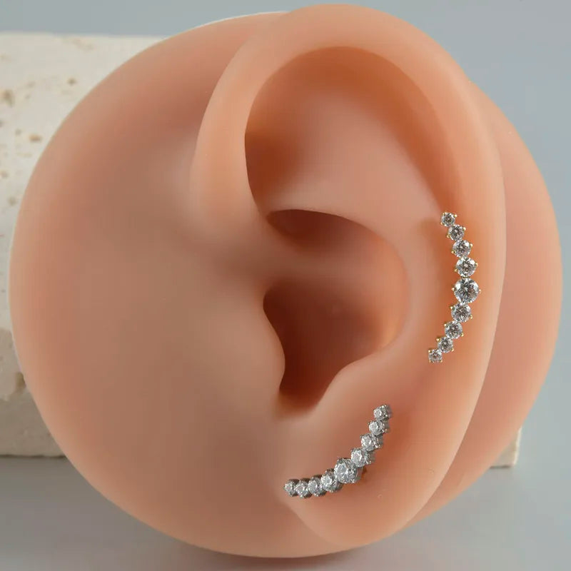 Titanium CZ Horse Eye Flower Cartilage Earring - 16G Sun Helix Tragus Jewelry