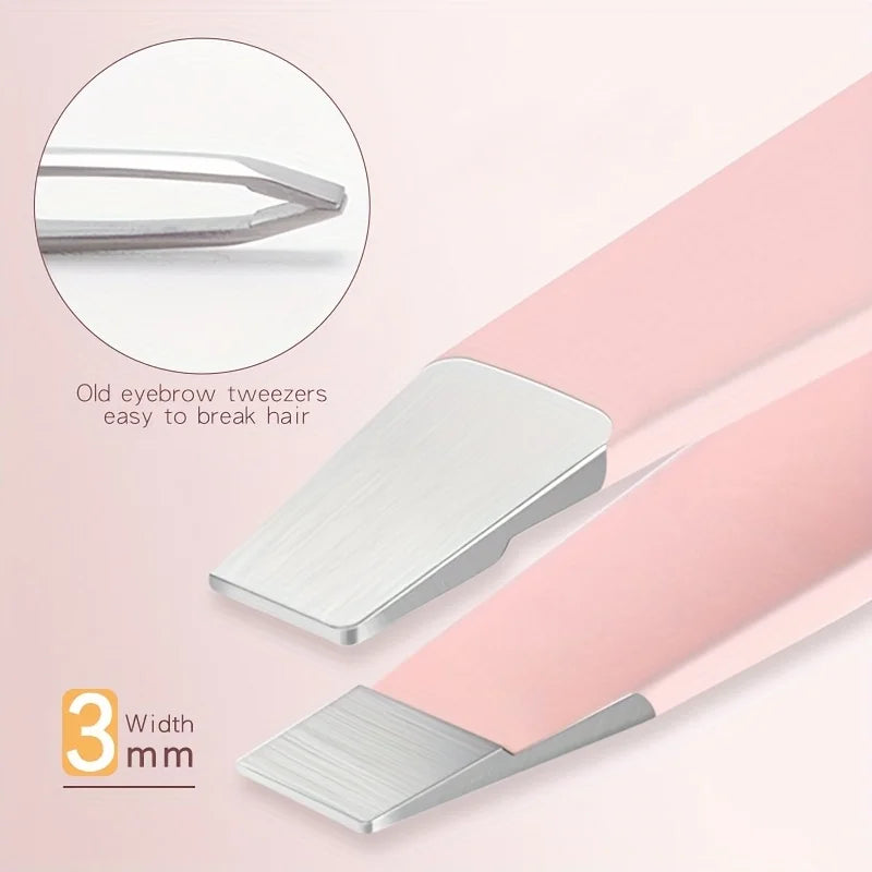 Stainless Steel Eyebrow Tweezers Set for Makeup & Hair Removal - Purple, Blue, White, Orange