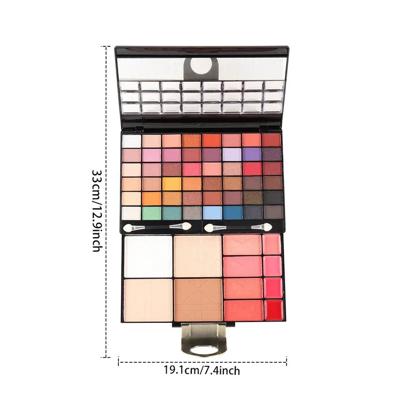 Pro Makeup Kit for Women All-in-One Eyeshadow Eyebrow Lipstick & Brush Set