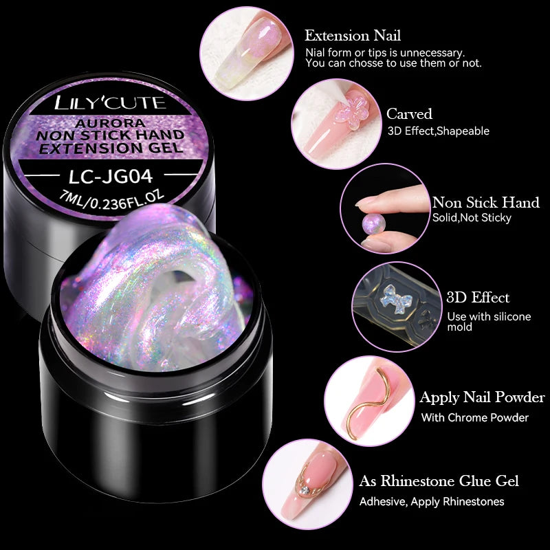 Non-Stick Nail Extension Gel Polish Kit - 7ml UV & LED Soak Off Art