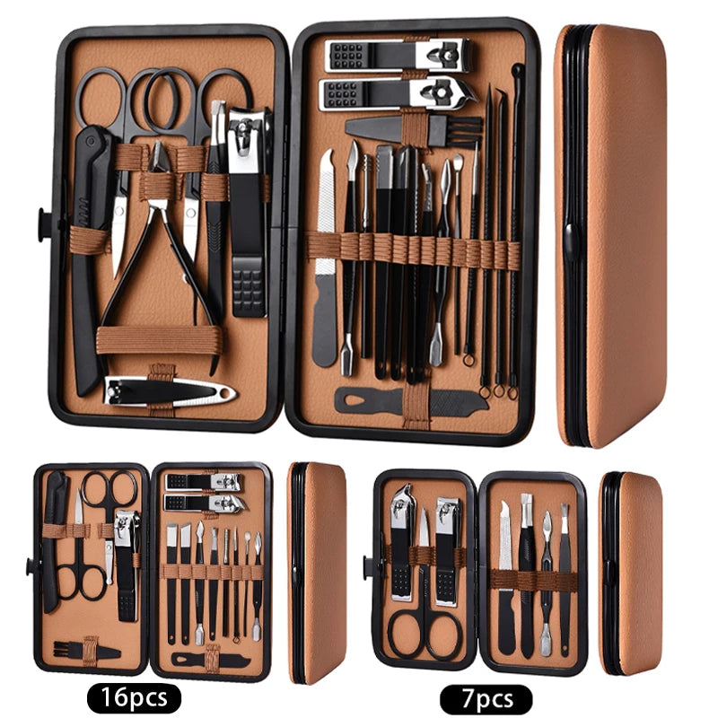 Manicure Tool Set 7-24Pcs Stainless Steel Nail Clippers & Grooming Kit