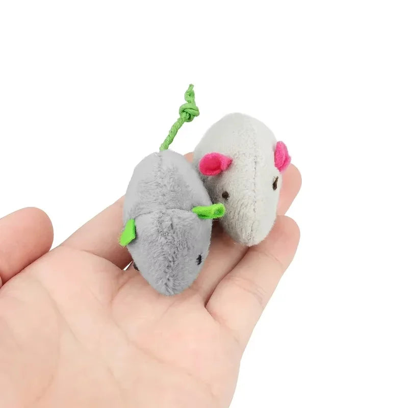 Interactive Catnip Mouse Toys Pack - Soft Plush Feline Playthings for Indoor Cats