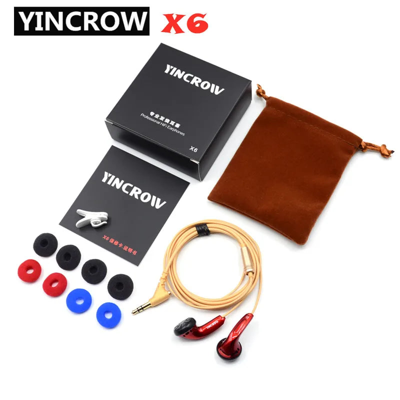 YINCROW X6 3.5mm In-Ear Earphones with Flat Head for HiFi Audio - Multiple Colors