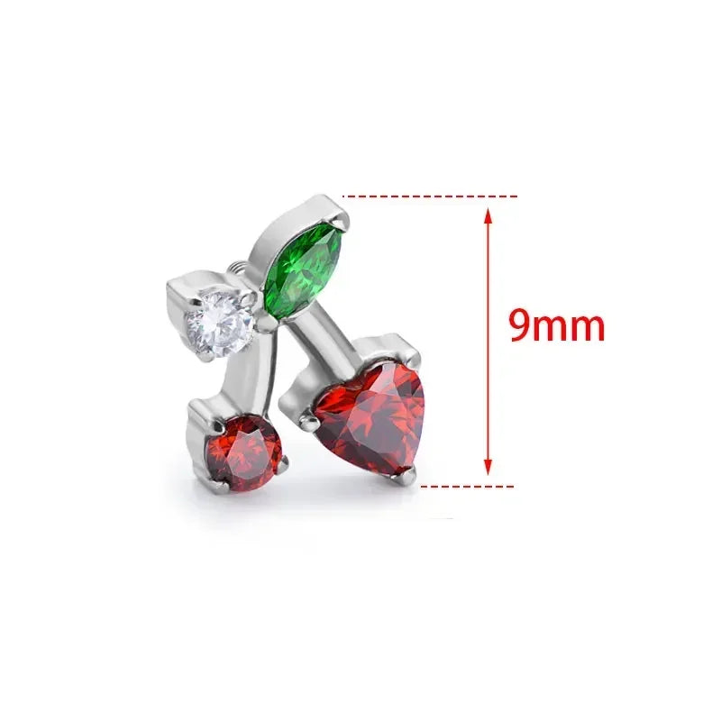 Titanium Lab Piercing Earrings Heart CZ 16G 18G Labret Ear Helix Body Jewelry