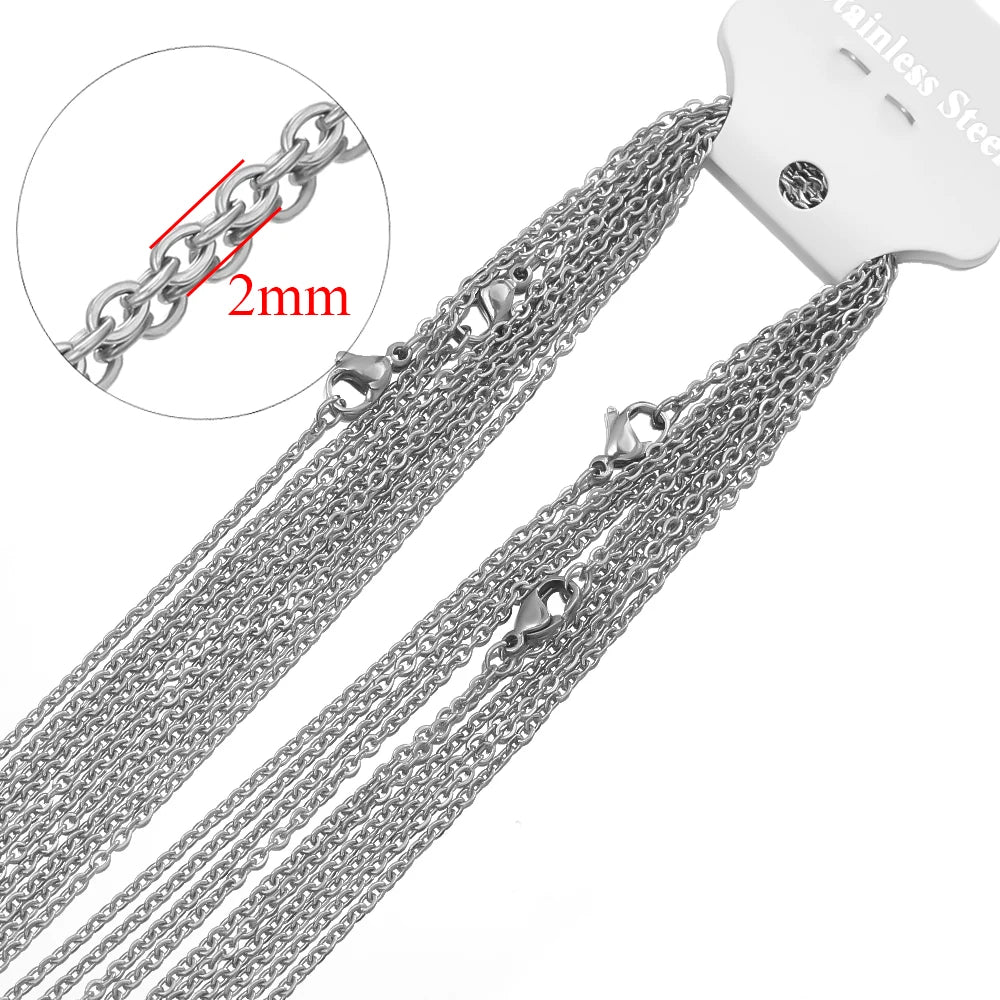 10-Pack Stainless Steel Link Chains for Jewelry Making - 50cm Cubic Chains Wholesale
