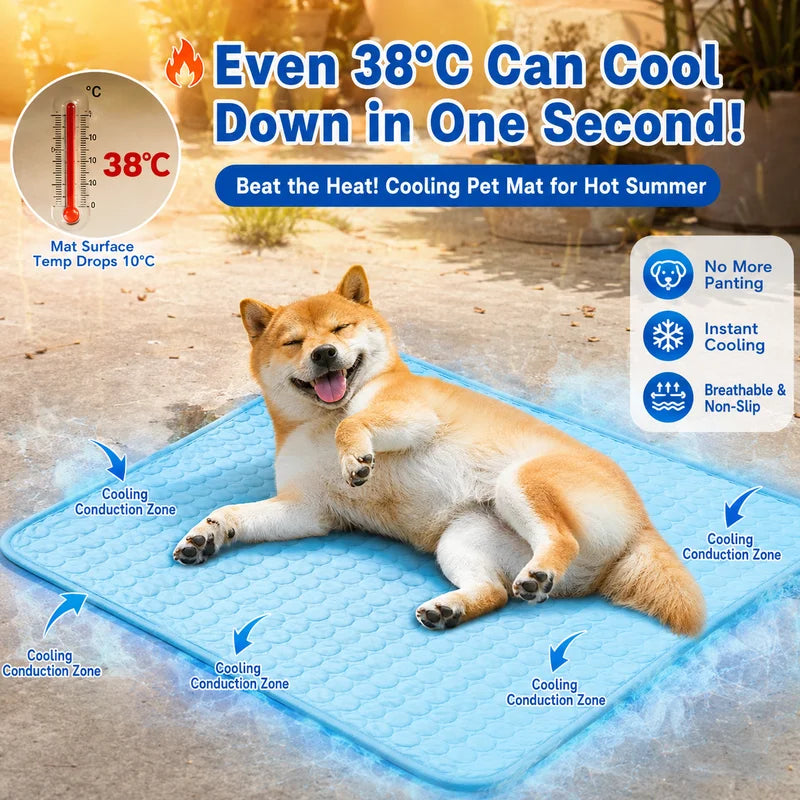 Cooling Pet Bed Mat - Washable Ice Gel Mattress for Dogs & Cats