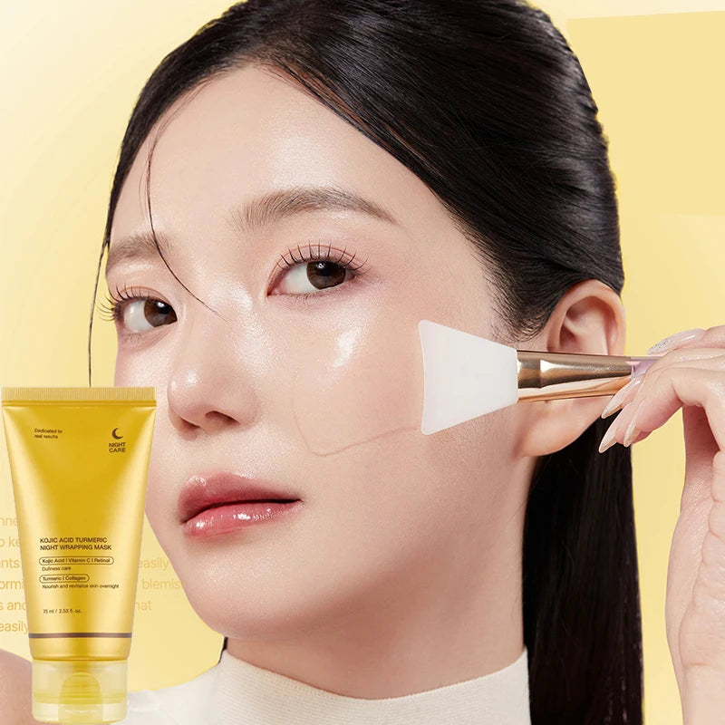 Kojic Acid Turmeric Night Facial Mask - Brightening, Oil Control & Moisturizing Peel-Off Treatment