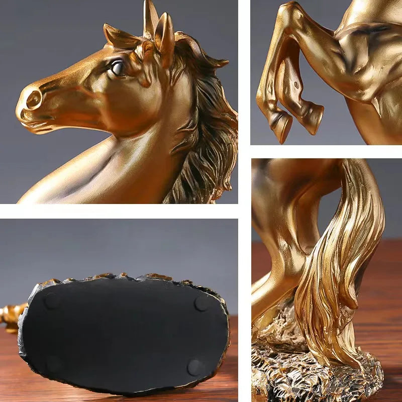 European Style Resin Horse Statue - Victory Horse Figurine for Living Room, Office & Cabinet Decor
