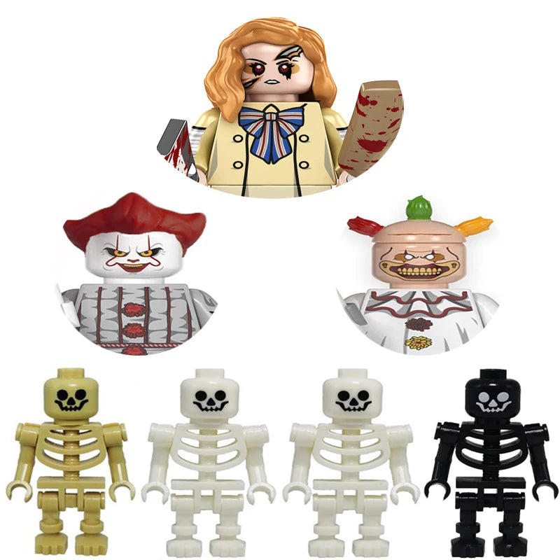 Halloween Ghost Vitruvius Megan Clown Chainsaw Killer Pumpkin Building Blocks Toy Set for Children