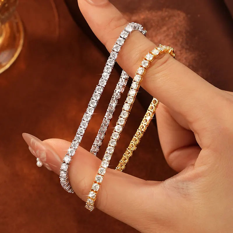 Moissanite Tennis Bracelet 14k Gold Filled Women Men Couples Sparkling Jewelry