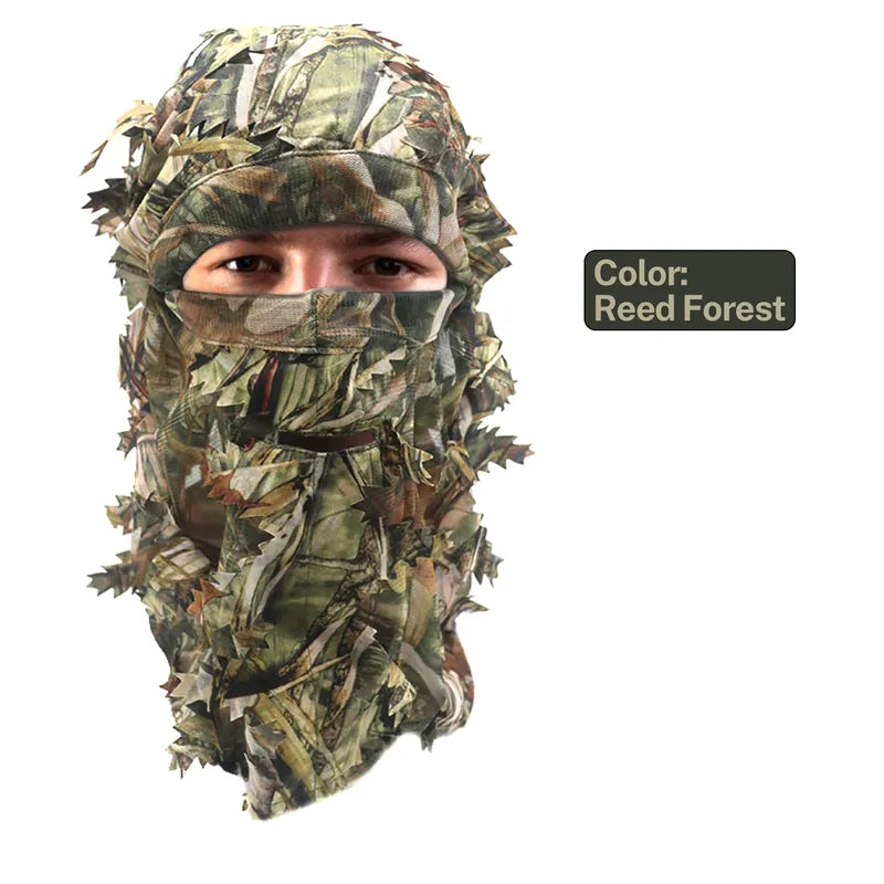3D Leafy Ghillie Camouflage Hat & Face Mask Set - Hunting & Halloween Gear