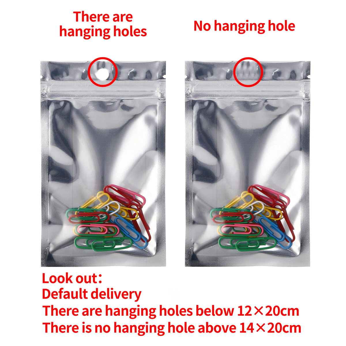 100pcs Transparent Ziplock Bags with Metallised One-Side for Packaging & Storage