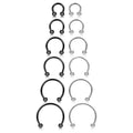 12Pcs Stainless Steel Nose & Septum Rings Body Piercing Jewelry 6MM-16MM Black Silver