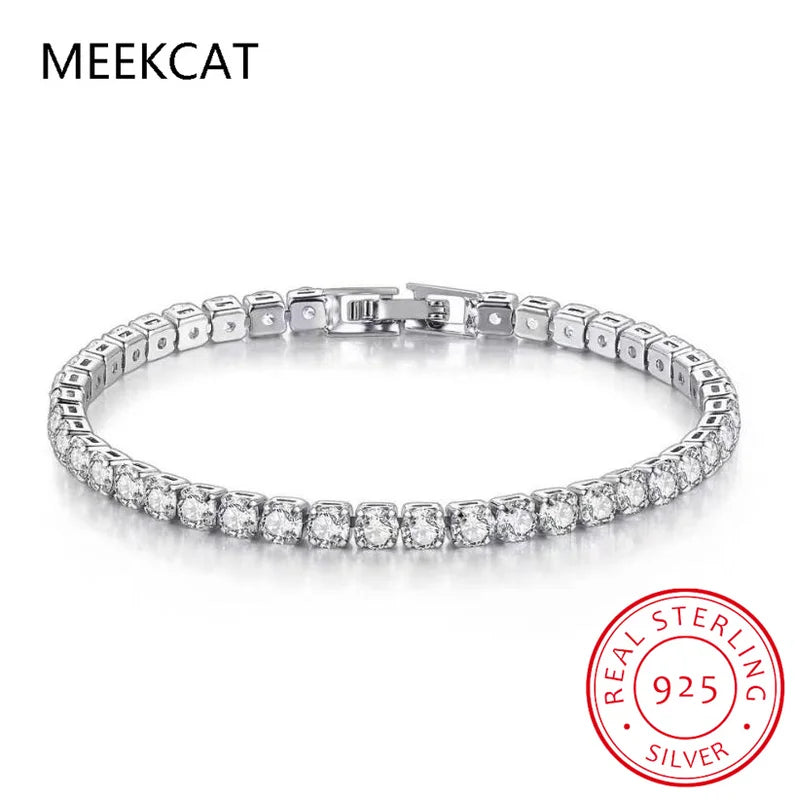 Moissanite Tennis Bracelet for Women Men 925 Sterling Silver Gold Plated Sparkling Wedding Jewelry