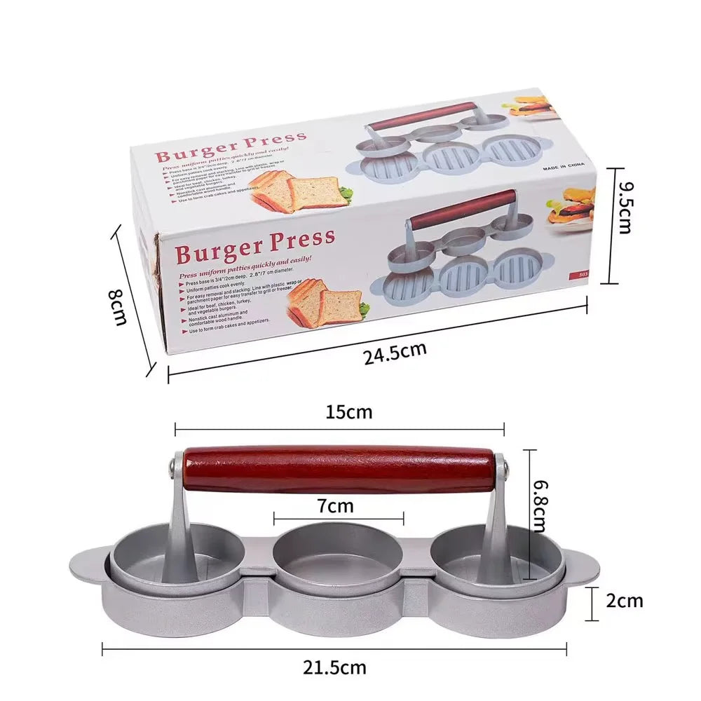 High-Quality Aluminum Burger Press for Perfectly Shaped Patties - Durable Kitchen & BBQ Tool
