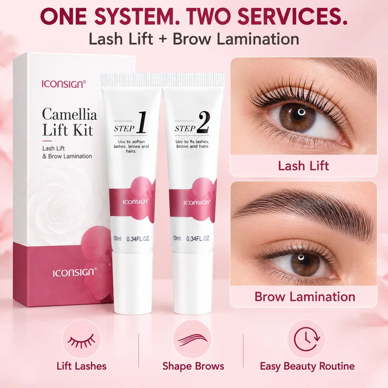 Camellia Lash and Brow Lift Set - Curled Lashes and Brows with Gentle Formula