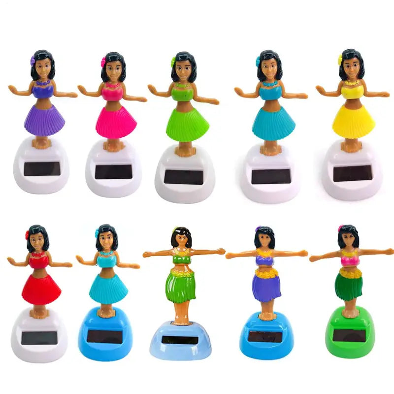 Solar Powered Dancing Doll Car Ornament - Animated Girl, Shaking Head, Car Decoration