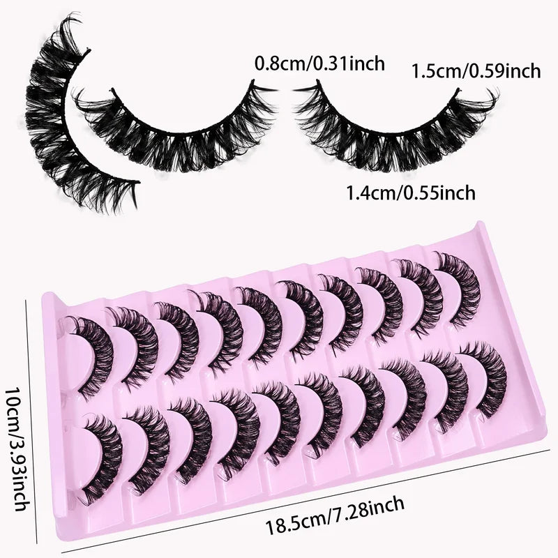 D Curl Russian Strip False Eyelashes 10 Pairs Fluffy Dramatic Cat Eye Makeup