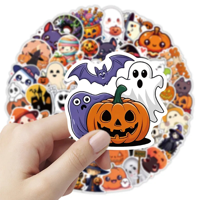 50-Piece Halloween Sticker Set - Decorative Decals for Notebooks & Phone Cases