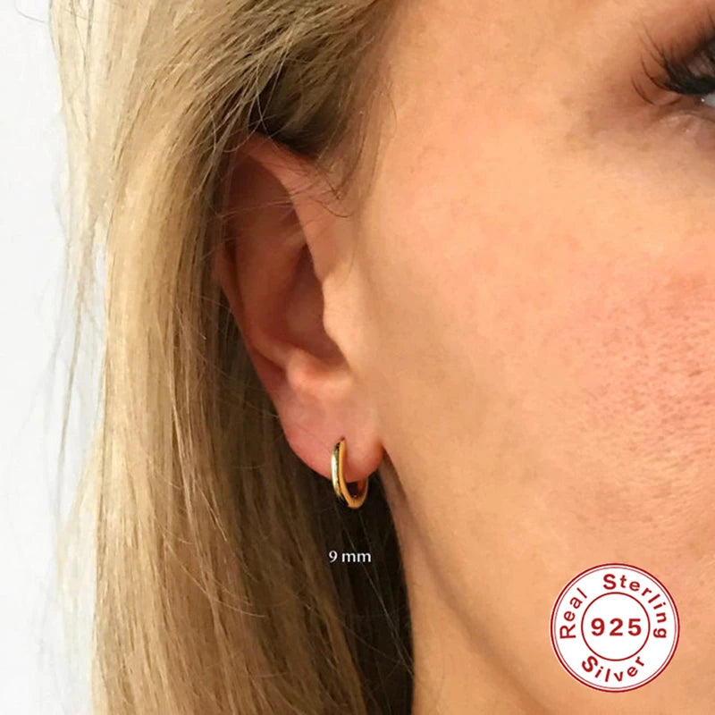 Sterling Silver Rose Gold Small Hoop Earrings for Women Girls Gift Jewelry