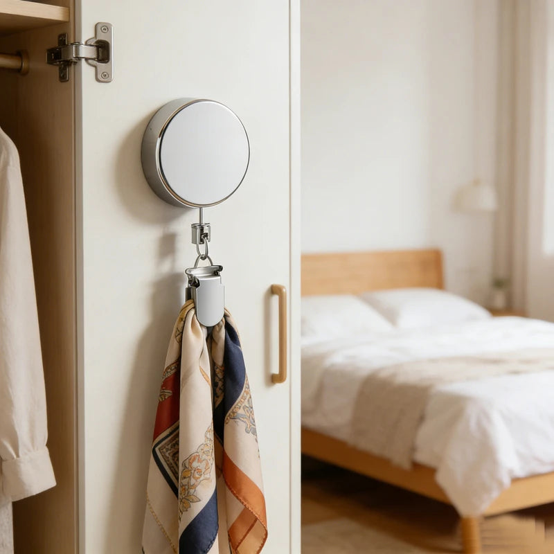 Automatic Retractable Towel Rack No Punching Wall Hanging Towel Holder Self-Adhesive