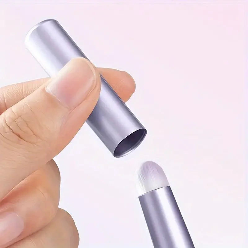 Professional Round Head Lipstick Brush with Cap - Handheld Lip Makeup Applicator