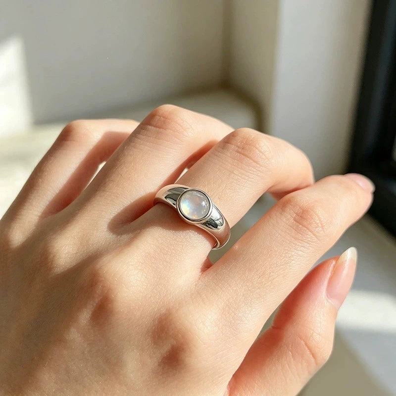 Moonstone Adjustable Finger Ring for Women Girl Jewelry Gift Party Daily