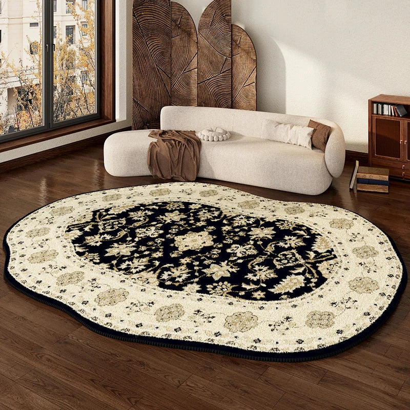 Retro Living Room Carpet with Thickened Floor Cushion for Sofa & Bedside Use