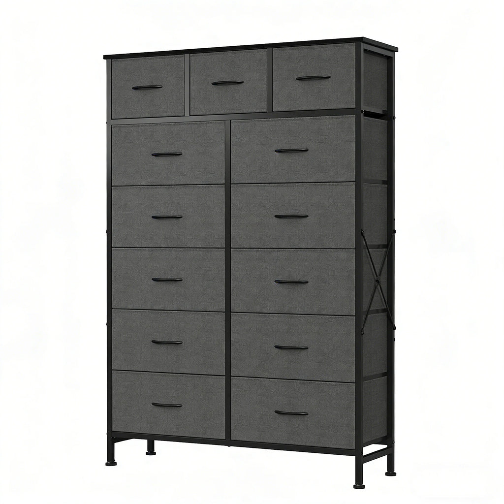 13-Drawer Fabric Dresser with Adjustable Feet Steel Frame Living Room Storage Cabinet
