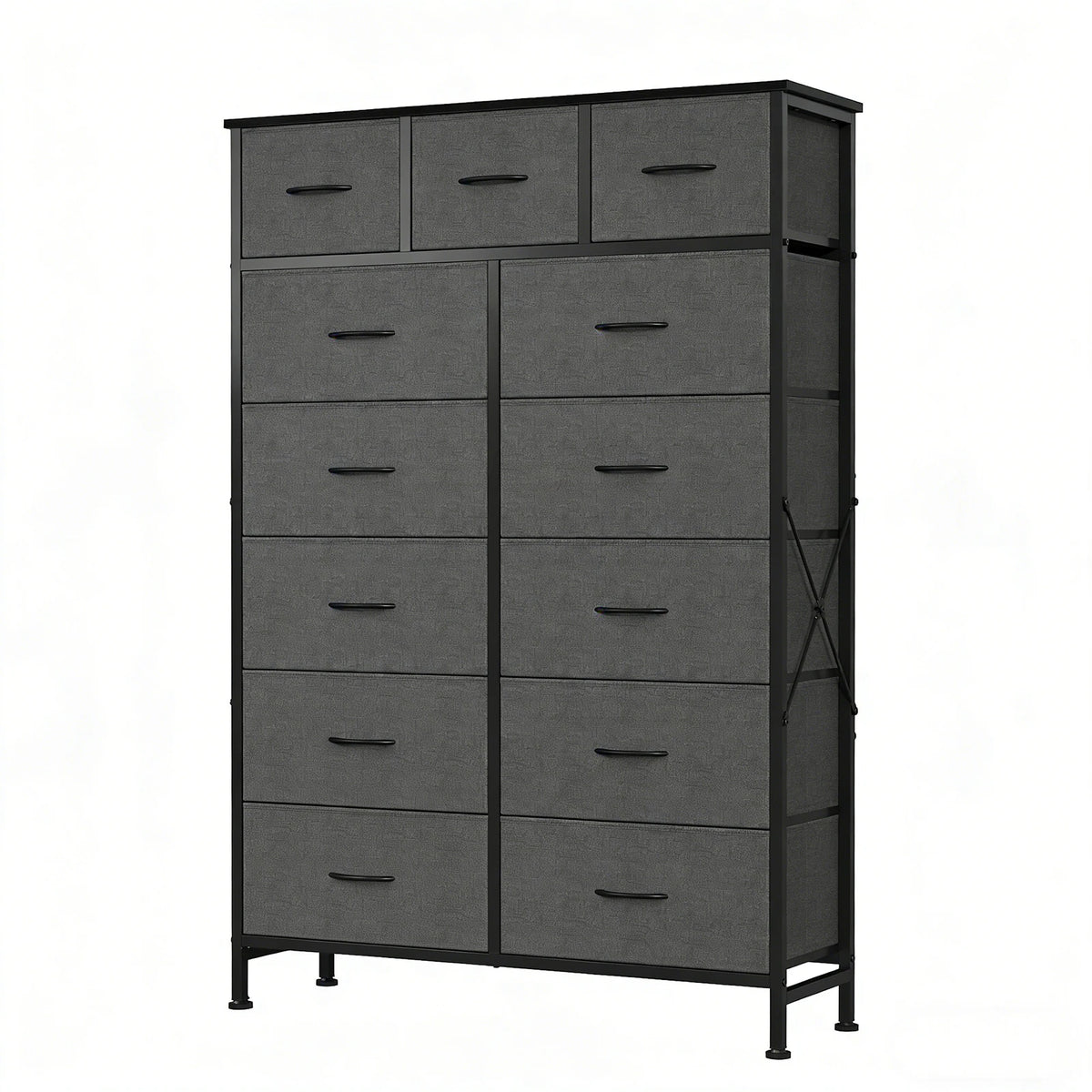13-Drawer Fabric Dresser with Adjustable Feet Steel Frame Living Room Storage Cabinet