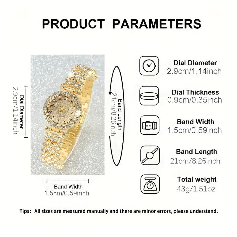 Elegant Crystal Watch with Stainless Steel Bracelet - Luxury Quartz Timepiece