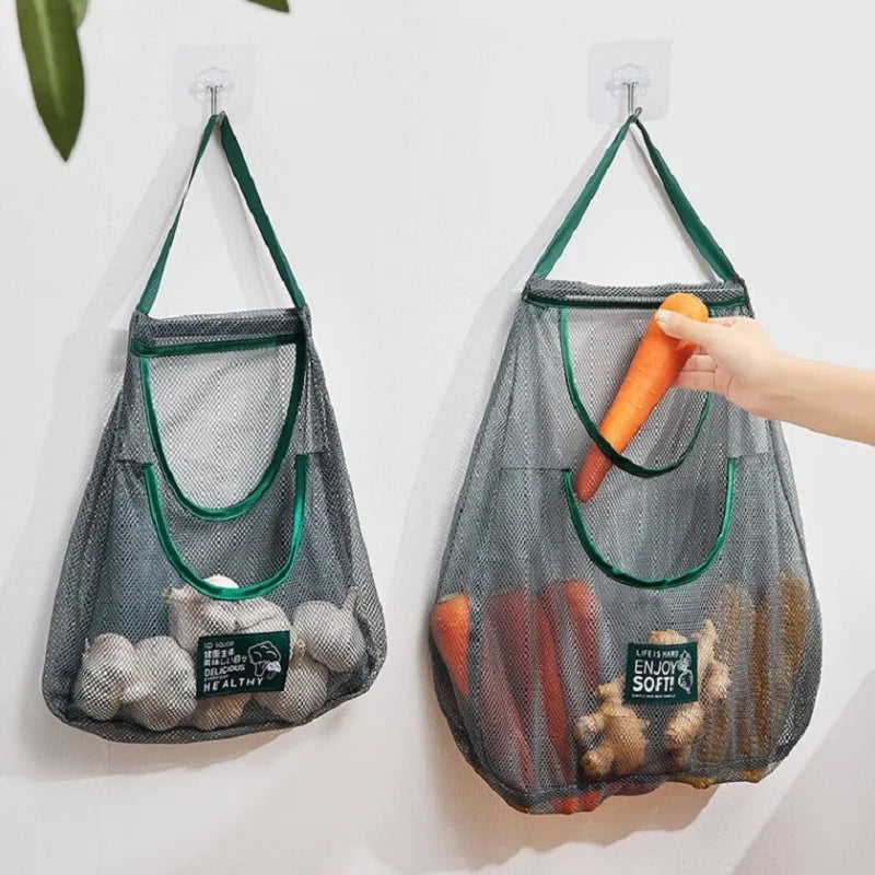 Reusable Mesh Storage Bags for Fruits Vegetables Kitchen Organizer