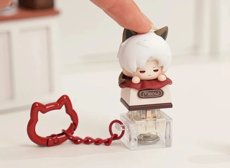 Anime Cat Keycap Figure Set – 3.2cm PVC & Metal Pendant for Mechanical Keyboards