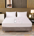 Waterproof Fitted Bed Sheet Mattress Cover Solid Color Bed Protector for Bedroom