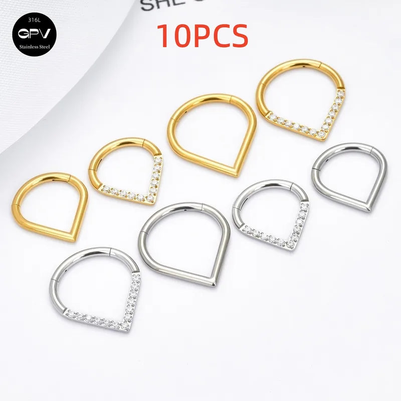 Heart-Shaped Drop Nose Ring - 16G Stainless Steel Men & Women Jewelry
