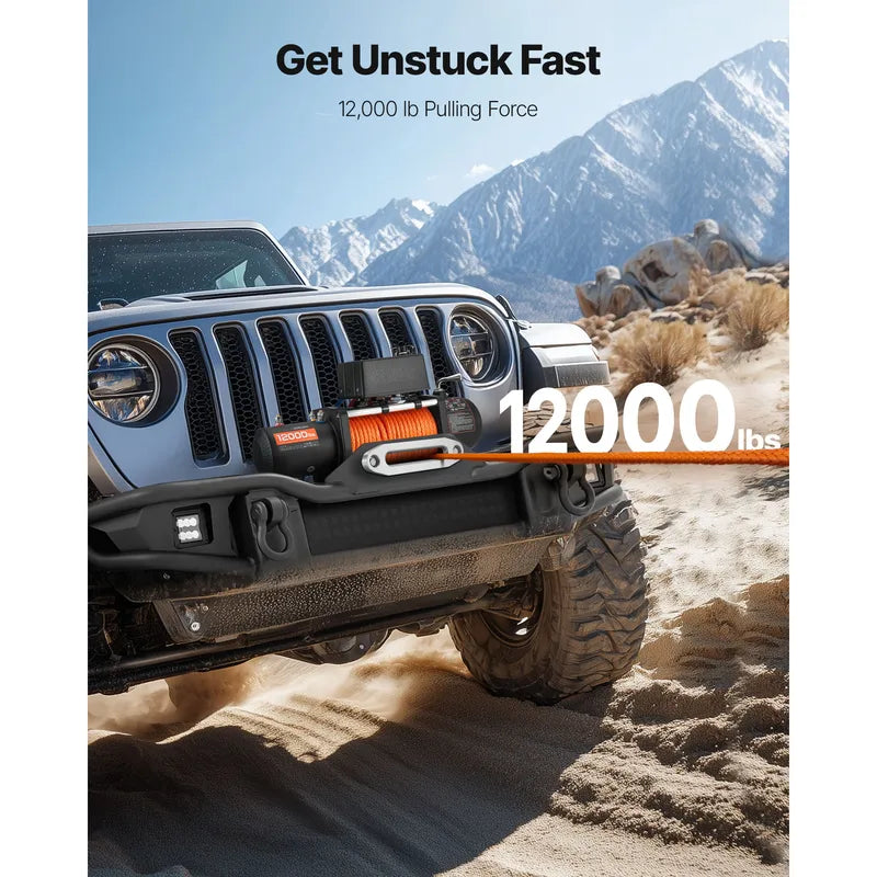 12,000 lbs Wireless Electric Winch for Off-Road Vehicles with Synthetic Rope