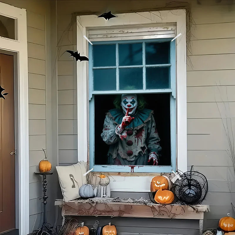 Halloween Horror Clown Blood Banner - Polyester Hanging Party Decoration