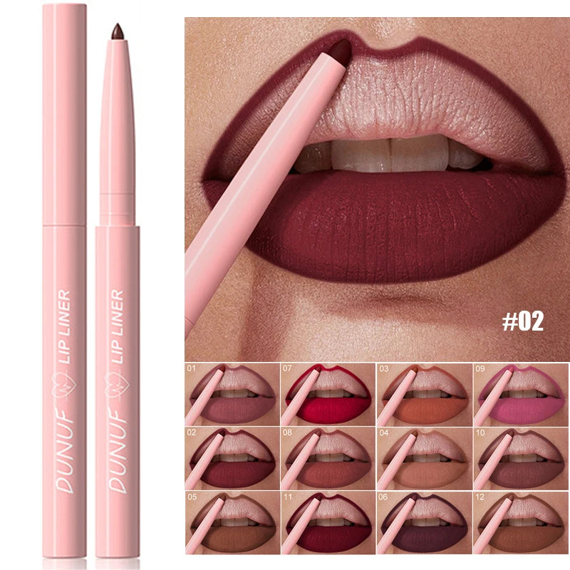 Matte Lipliner Pencil Waterproof Non-stick Lip Contour for Natural Makeup