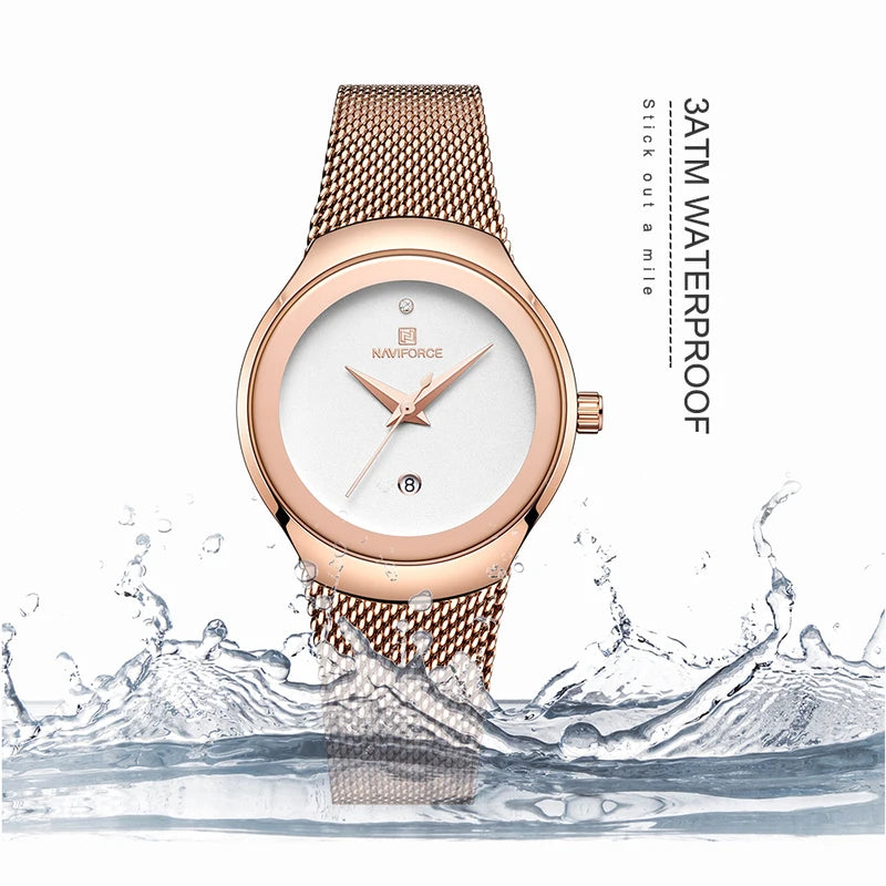 Women's Fashion Dress Quartz Watch Waterproof Stainless Steel Wristwatch