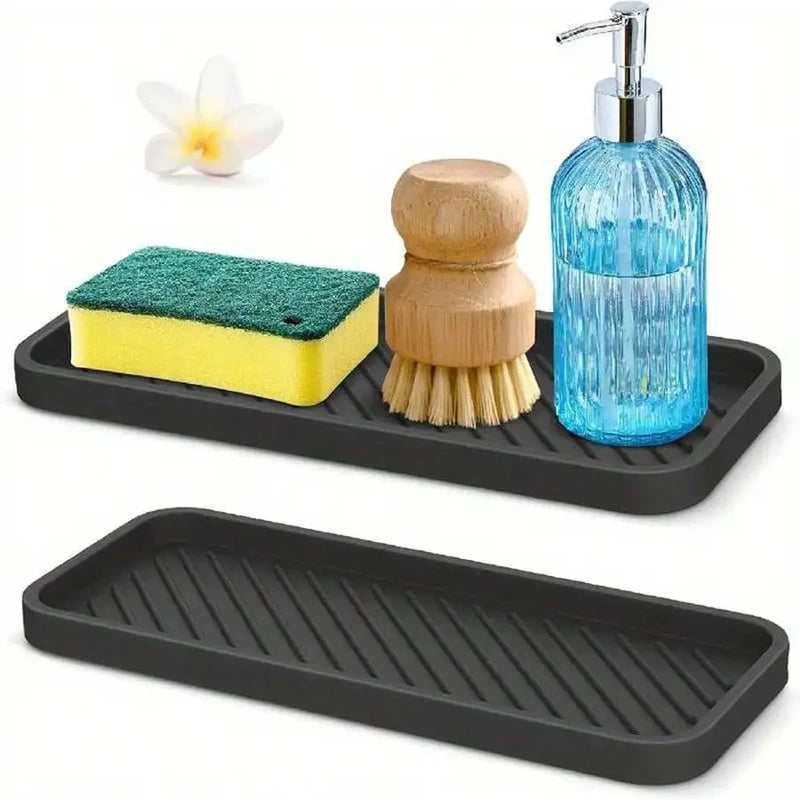 Silicone Sponge Holder Kitchen & Bathroom Organizer Tray - Multi Color