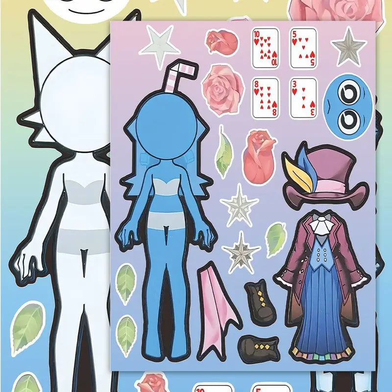 DIY Sticker Making Kit - 6/12 Sheets Kids Cartoon Craft Supplies for Parties