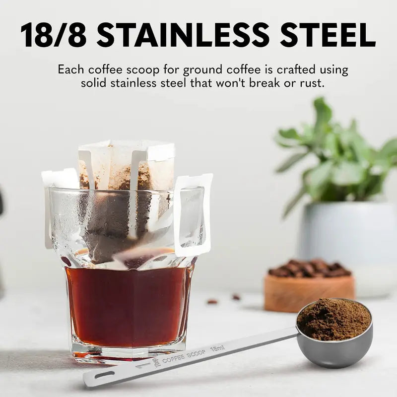 Stainless Steel Coffee Scoop with Long Handle - Measuring Spoon for Kitchen & Cafe
