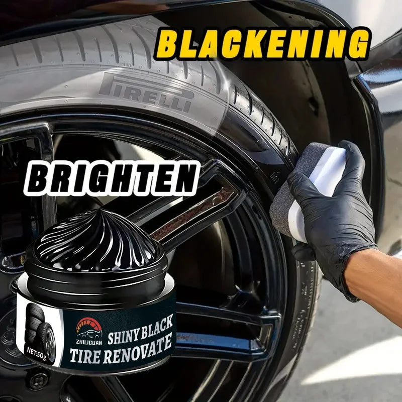 Car Tire Polishing Wax with UV Protection Waterproof Coating - Restores Black Finish