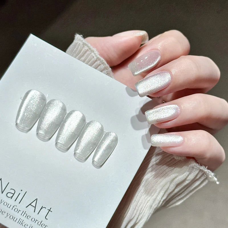 Holographic Mirror Cat Eye Gel Nail Polish with Magnetic Galactic Effect - 10ml, Soak Off UV LED