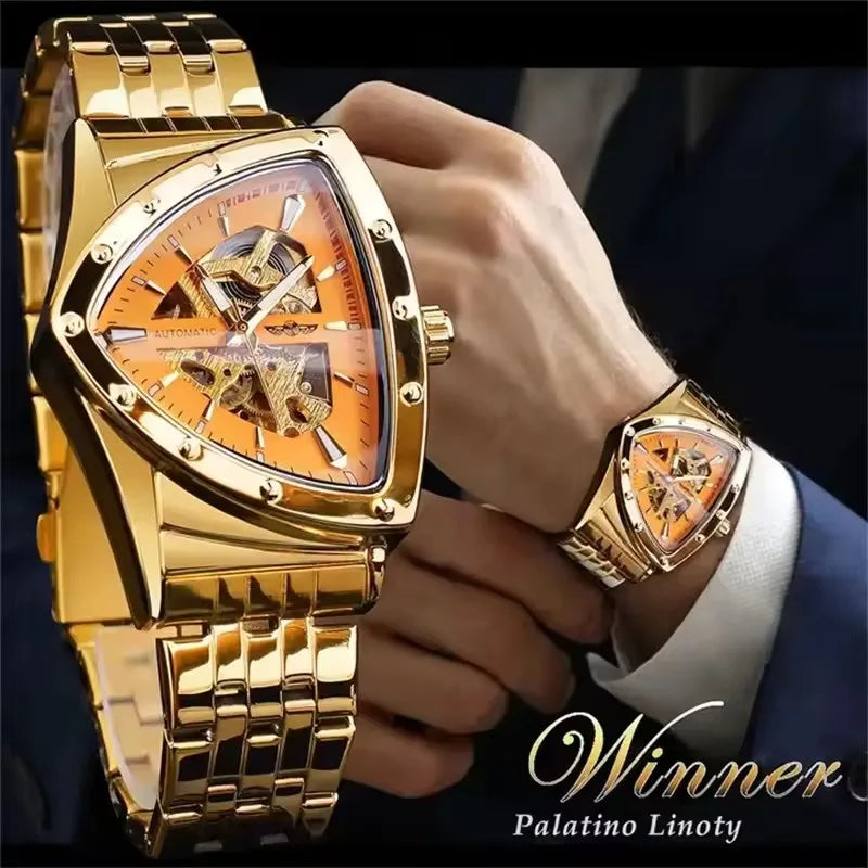 Men's Skeleton Mechanical Watch Automatic Stainless Steel Casual Timepiece