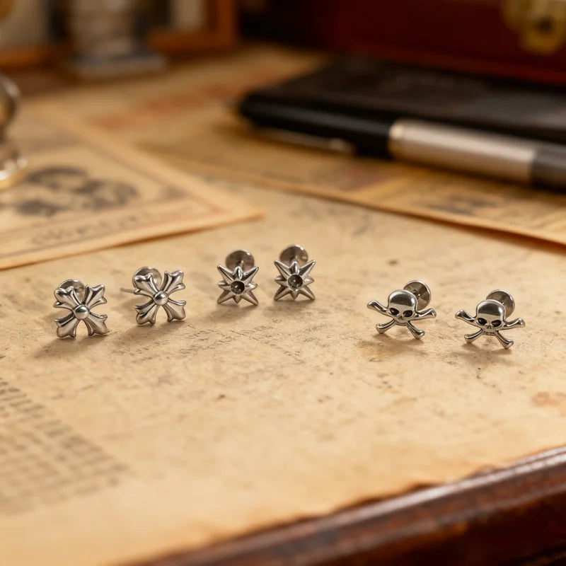Titanium Cross Lip Piercing Jewelry 16G Gothic Skull Labret Cartilage Nose Tragus Body Accessory
