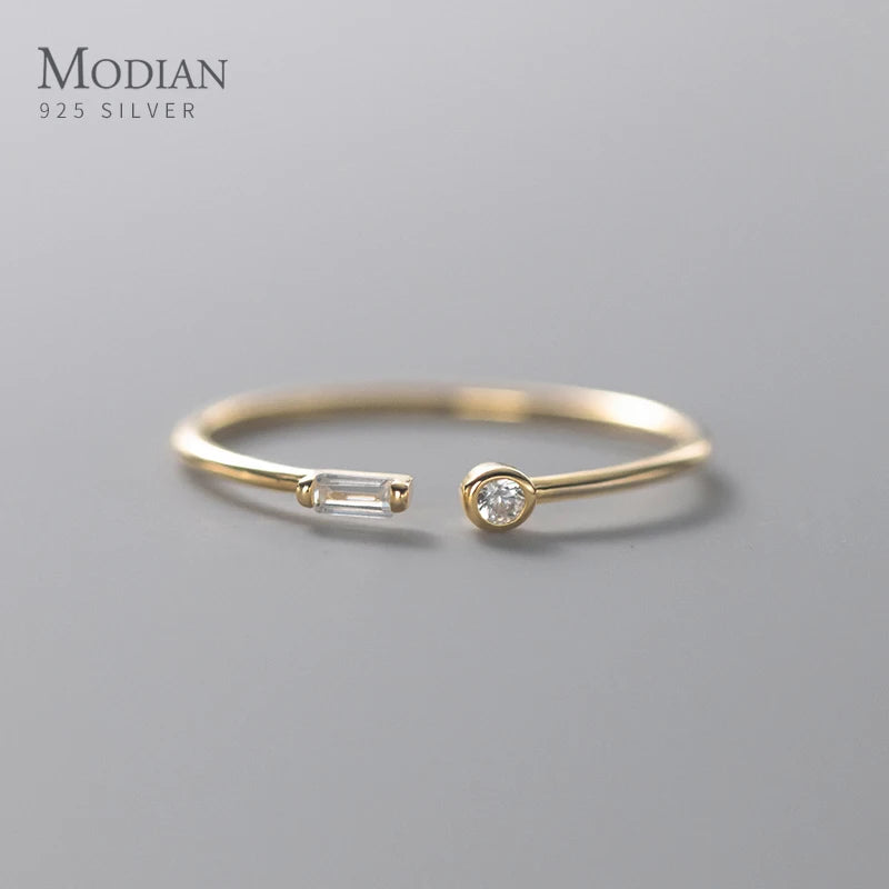 Sterling Silver CZ Ring for Women Adjustable Gold Finish Wedding Jewelry