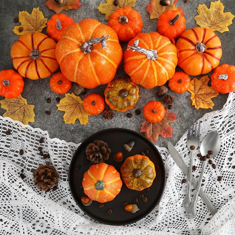 7pcs Pumpkin Autumn Decor Outdoor Orange Foam Fake Artificial Halloween Harvest Festival