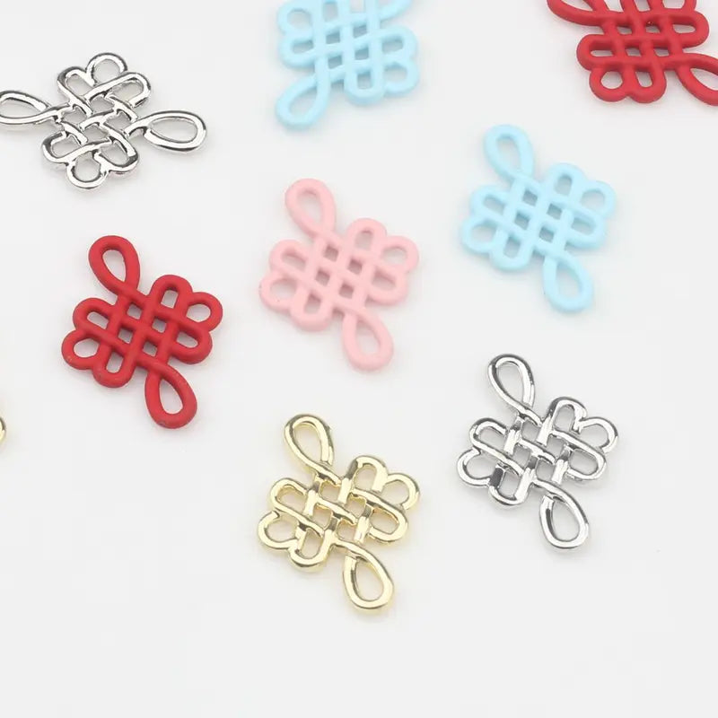 10pcs Zinc Alloy Charms for DIY Jewelry Making Enamel Chinese Knot Connectors